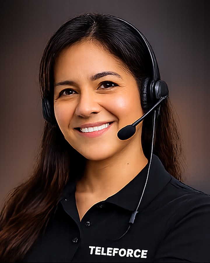 Bilingual Teleforce support agent in a headset